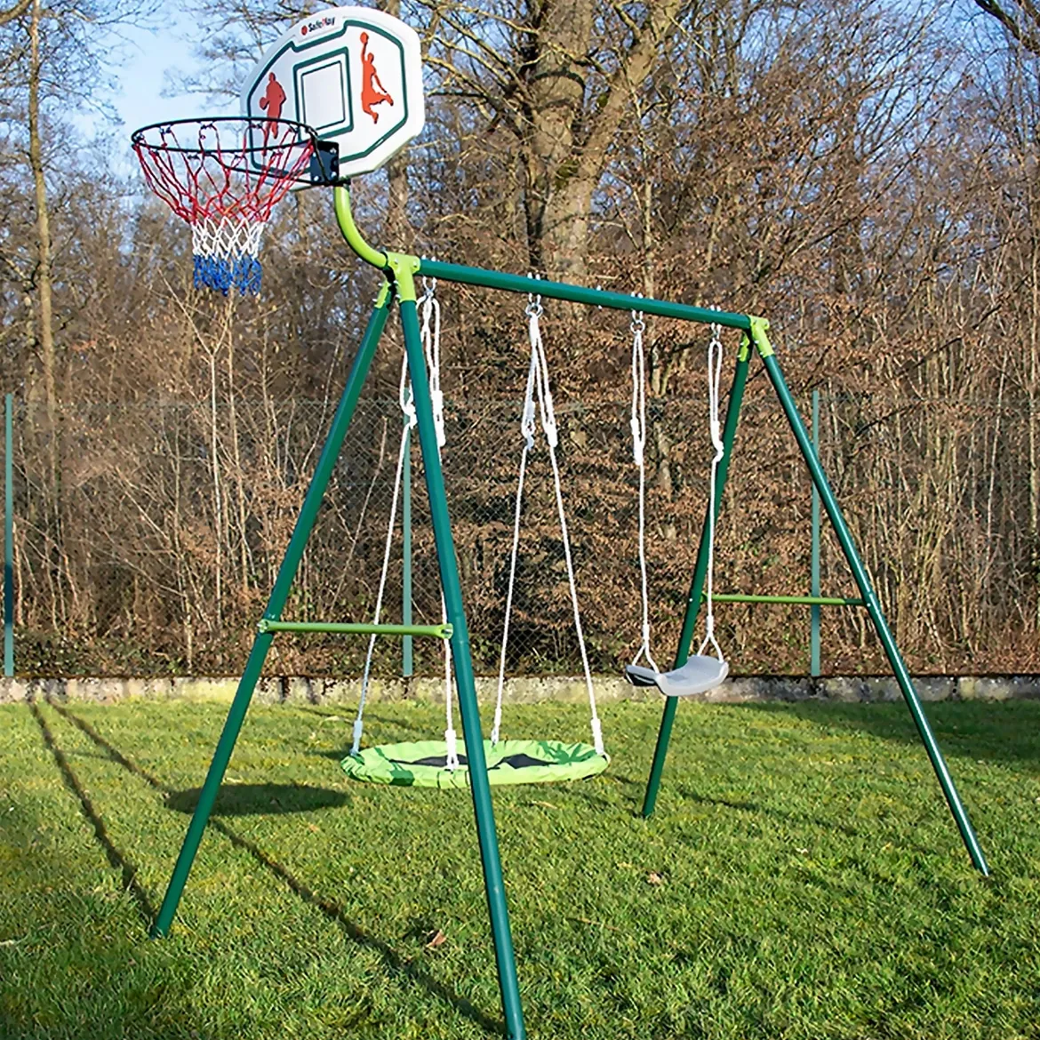 Balançoires deux agrès avec panier de basket