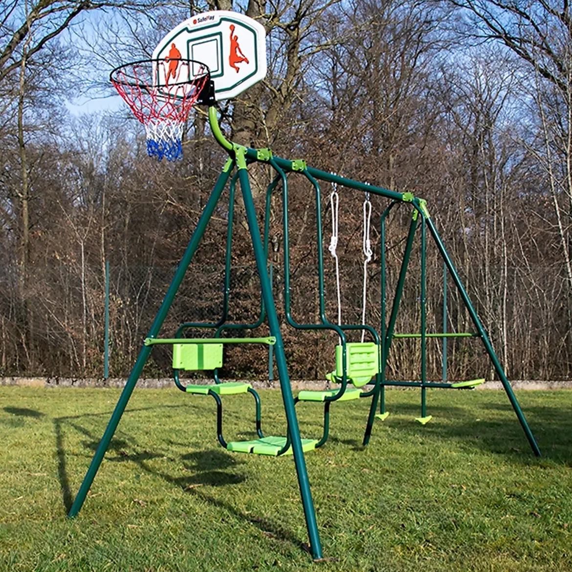 Balançoires trois agrès avec panier de basket