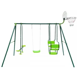 Balançoires trois agrès avec panier de basket
