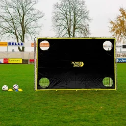 But de foot 3 x 2 m en acier + mur de tir noir
