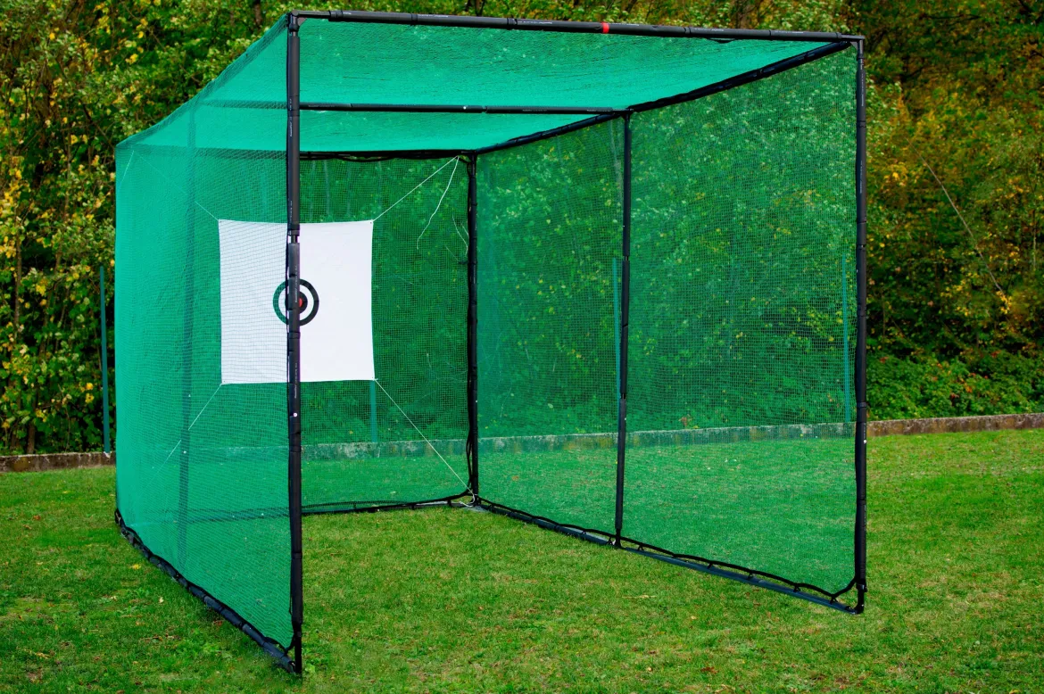 Cage de golf : structure et filet 6 x 3 x 3 m (ouvert sur le côté de 3m)