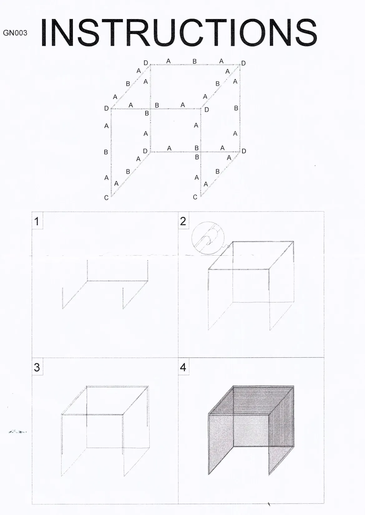 Cage practice golf : structure et filet 3 x 3 x 3 m