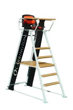 Chaise d'arbitre en aluminium + bois compétition blanc