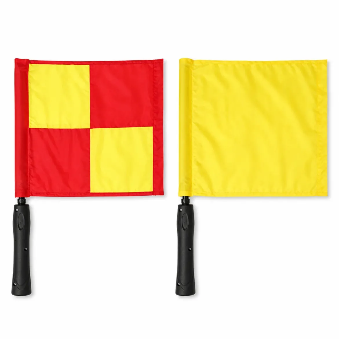 Drapeau d’arbitre de football professionnel – rouge et jaune haute visibilité
