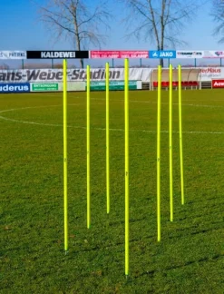 Ensemble de 10 piquets de slalom jaune néon avec pointes d’ancrage au sol – 172cm