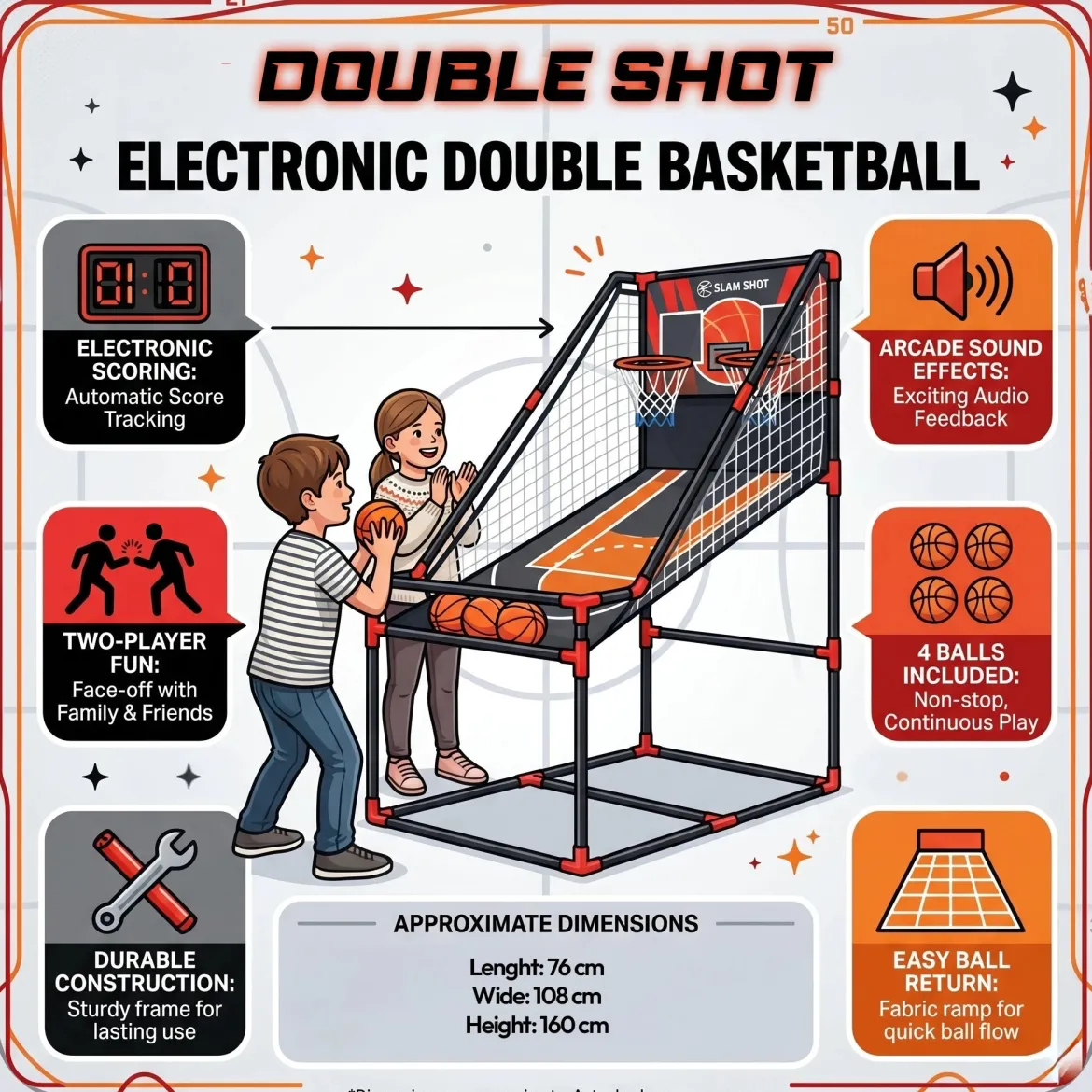Jeu d'arcade de basketball à double panier