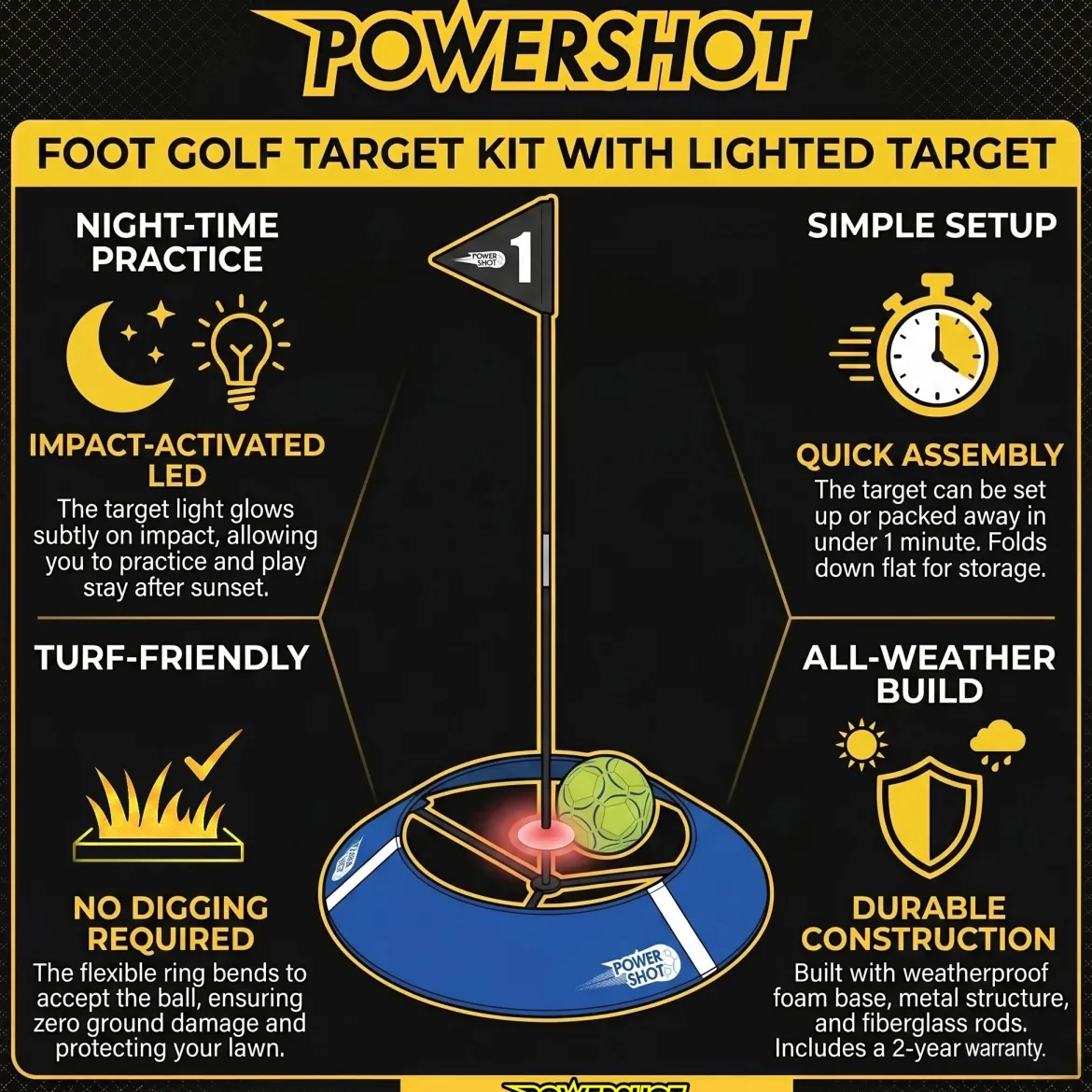 Kit de 6 cibles de FOOT GOLF avec cibles lumineuses