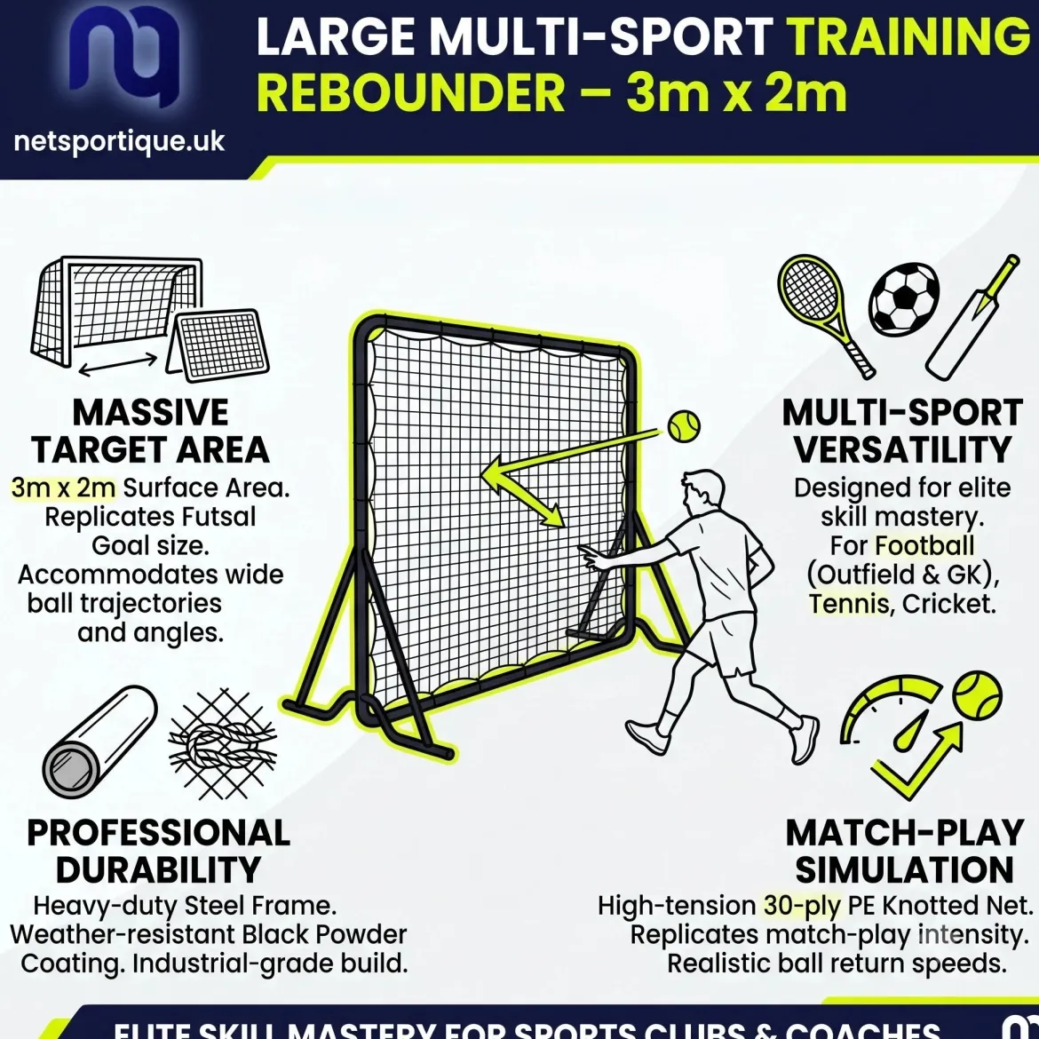 Large Rebounder, 3m x 2m x 1.2m