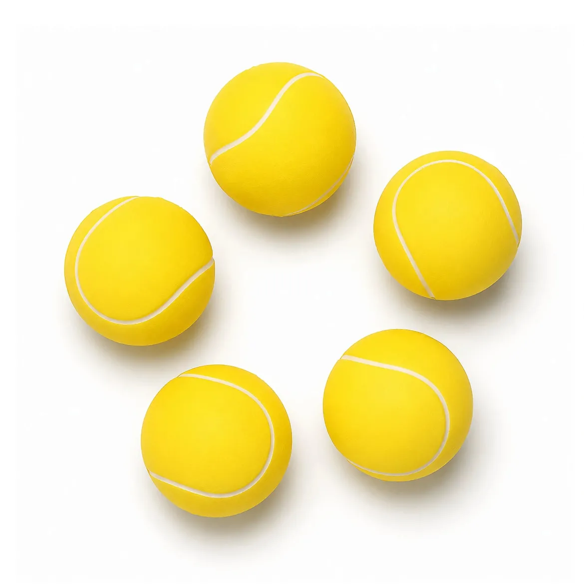 Lot de 5 balles de tennis en mousse - 6.3 cm