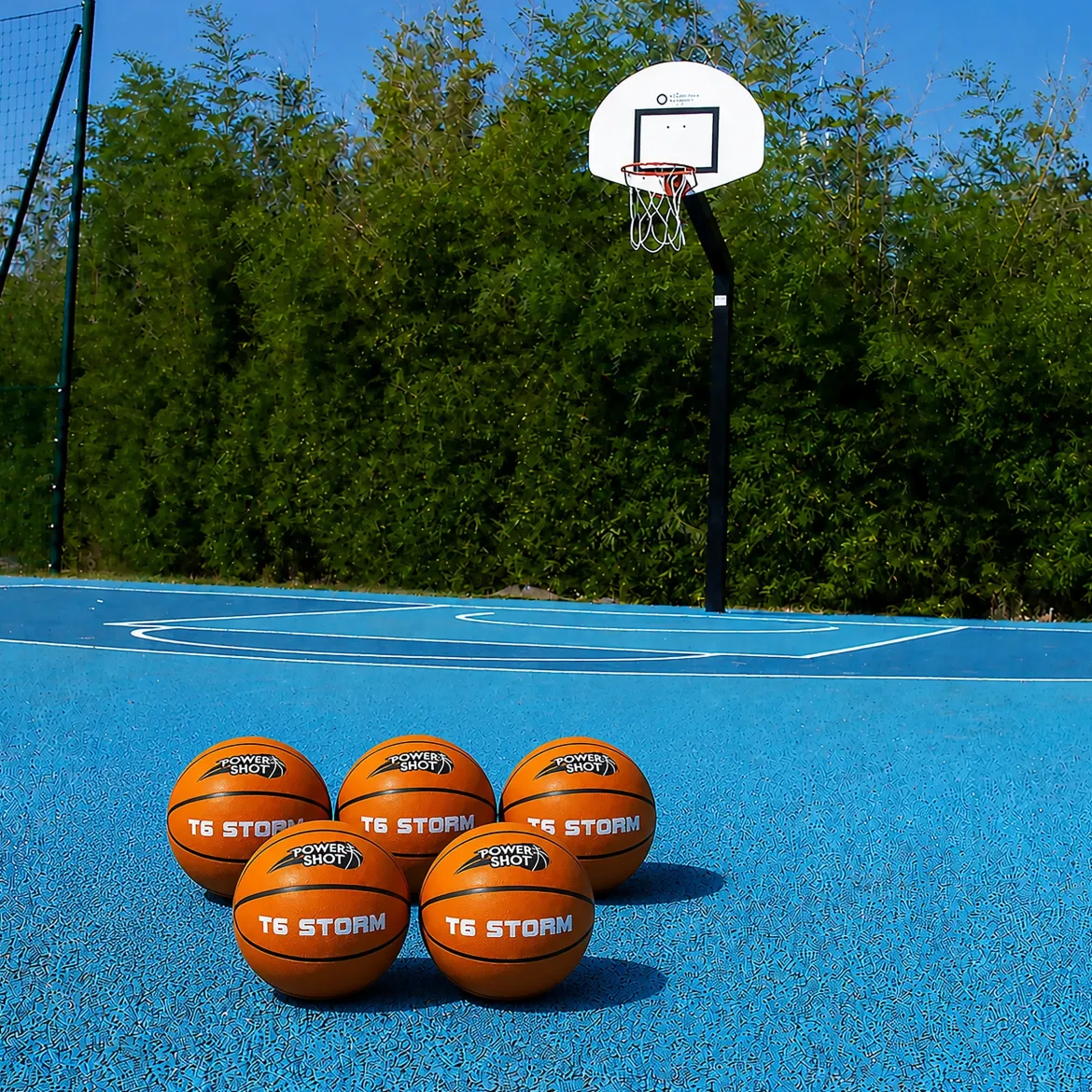 Lot de 5 ballons de basket Storm T6 - Pompe et sac de rangement OFFERTS
