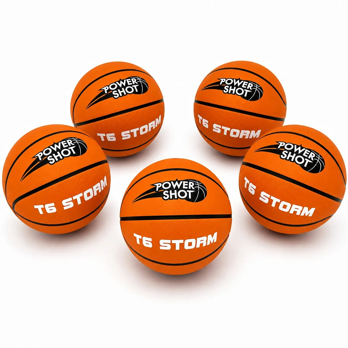 Lot de 5 ballons de basket Storm T6 - Pompe et sac de rangement OFFERTS