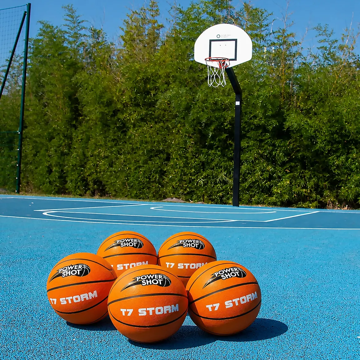 Lot de 5 ballons de basket Storm T7 - Pompe et sac de rangement OFFERTS