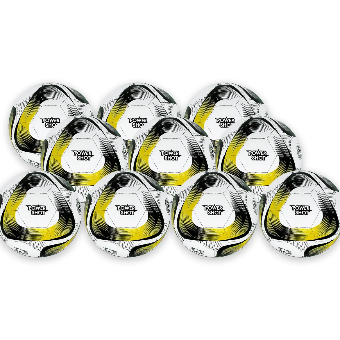 Lot de 10 ballons Powershot Taille 5 - Pompe et sac de rangement OFFERTS