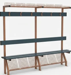 6-Seater Sports Facility Bench with wire - 10 x 2,5 x 1,6 x 192,2 cm